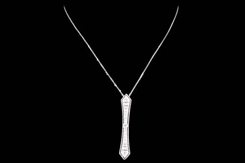 Art Deco Platinum 1.20 Carat Old European Cut Diamond Bar Pin Conversion Pendant Necklace - Queen May