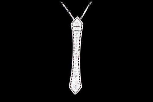 Art Deco Platinum 1.20 Carat Old European Cut Diamond Bar Pin Conversion Pendant Necklace - Queen May