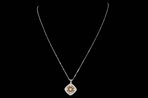 18K Gold 0.34 Carat Round Brilliant Diamond Pendant Necklace - Queen May