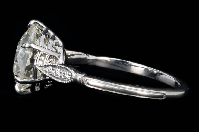New Vintage Inspired Platinum 3.75 Carat Old European Cut Diamond Engagement Ring GIA Certified - Queen May