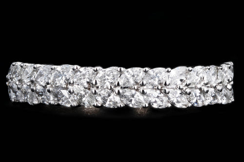 New 14K White Gold .875 Carat Marquise Cut Diamond Stackable Half Eternity Wedding Band - Queen May