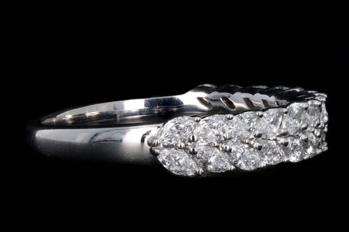 New 14K White Gold .875 Carat Marquise Cut Diamond Stackable Half Eternity Wedding Band - Queen May