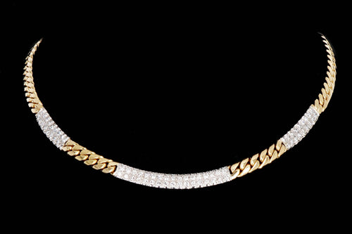 Modern 18K Gold 2 Carat Single Cut Diamond Curb Link Necklace - Queen May