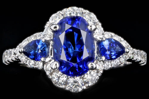 14K White Gold 2.23 Carat Oval Sapphire & Diamond Ring GIA Certified - Queen May