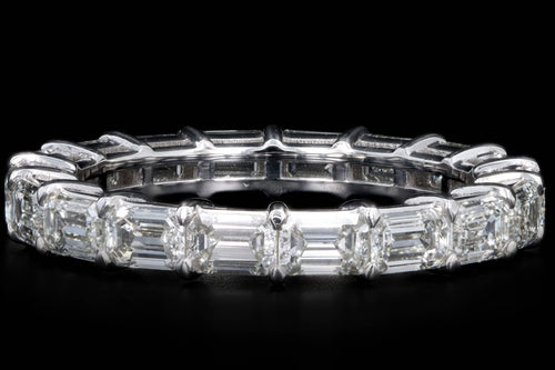 New 18K White Gold 2.54 Carat Emerald Cut Diamond Eternity Band - Queen May