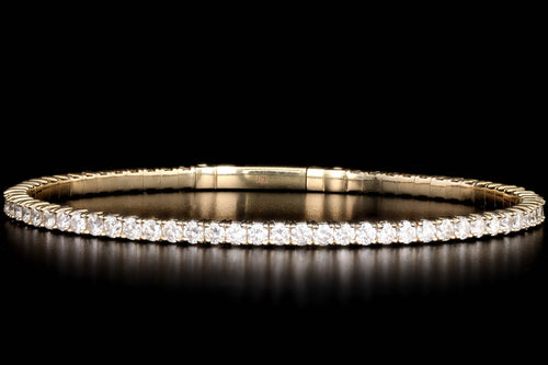 14K Gold 3.70 Carat Total Weight Round Diamond Flexible Bangle - Queen May