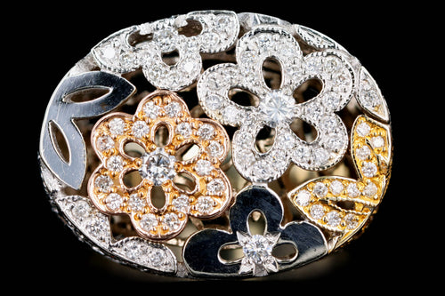 Modern 14K Gold 1 Carat Round Brilliant Diamond Flower Ring - Queen May