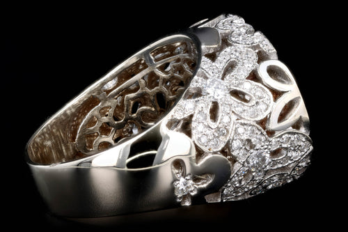 Modern 14K Gold 1 Carat Round Brilliant Diamond Flower Ring - Queen May
