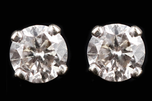 Modern Platinum .25 Carat Total Weight Round Brilliant Diamond Stud Earrings - Queen May