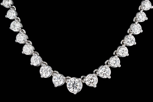 Modern 18K White Gold 6 Carat Graduated Round Brilliant Cut Diamond Necklace - Queen May