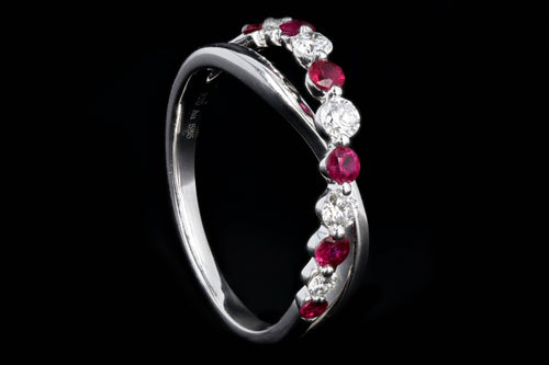 14K White Gold Ruby & Diamond Criss Cross Ring - Queen May