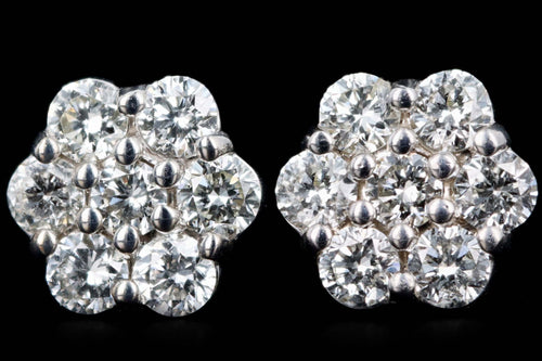 New 14K Gold Diamond Flower Cluster Stud Earrings - Queen May