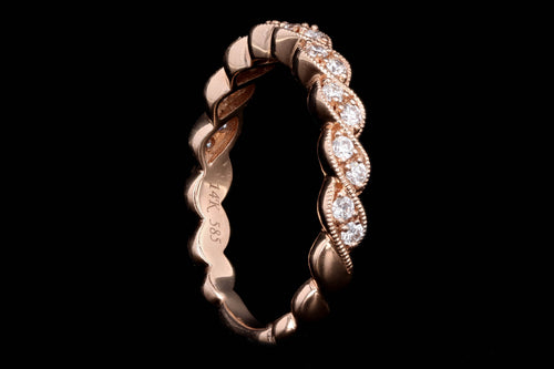 New 14K Rose Gold .24 Carat Round Brilliant Diamond Half Eternity Band - Queen May