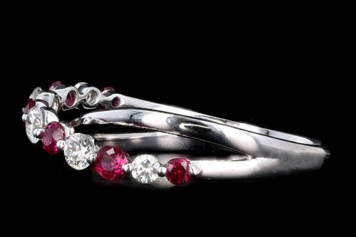 14K White Gold Ruby & Diamond Criss Cross Ring - Queen May