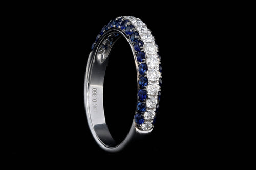New 14K White Gold Diamond & Gemstone Pave Band - Queen May