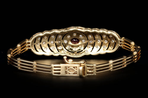 Vintage 14K Yellow Gold .25 Carat Oval Ruby & Diamond Bracelet - Queen May