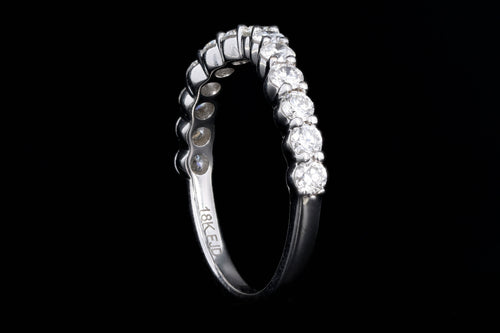 New 18K White Gold .73 Carat Round Brilliant Diamond Contour Band - Queen May