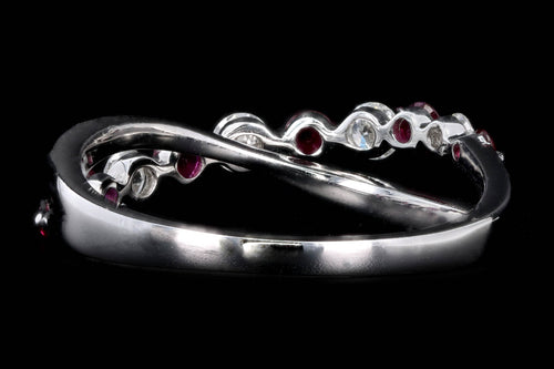 14K White Gold Ruby & Diamond Criss Cross Ring - Queen May
