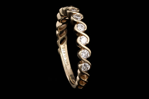 New 14K Yellow Gold .42 Carat Round Brilliant Diamond Band - Queen May