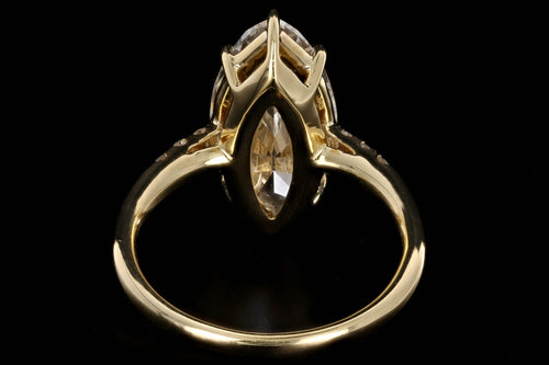 New Vintage Inspired 18K Yellow Gold 4.63 Carat Marquise Cut Diamond Engagement Ring GIA Certified - Queen May