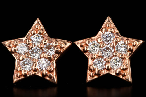 New 14K Gold Diamond Star Stud Earrings - Queen May