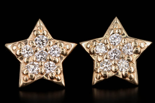 New 14K Gold Diamond Star Stud Earrings - Queen May