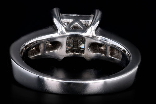 Modern 14K White Gold 1.1 Carat Princess Cut & Round Brilliant Cut Diamond Engagement Ring - Queen May