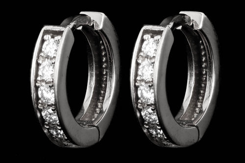 New 14K Gold 10mm Diamond Huggie Earrings - Queen May
