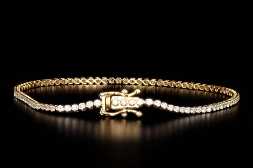 14K White or Yellow Gold 1 Carat Total Weight Round Brilliant Cut Diamond Tennis Bracelet - Queen May
