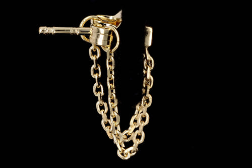 New 14K Yellow Gold Chain Huggie Earrings - Queen May