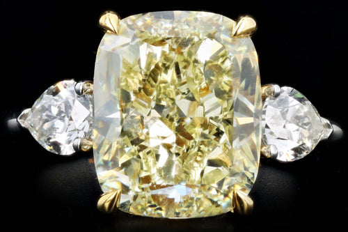 New Platinum 7.02 Carat Fancy Light Yellow Cushion Cut Diamond Engagement Ring GIA Certified - Queen May