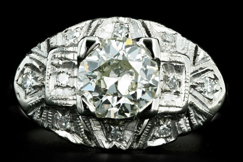 Art Deco 14K White Gold 1 Carat Old European Cut Diamond Engagement Ring - Queen May
