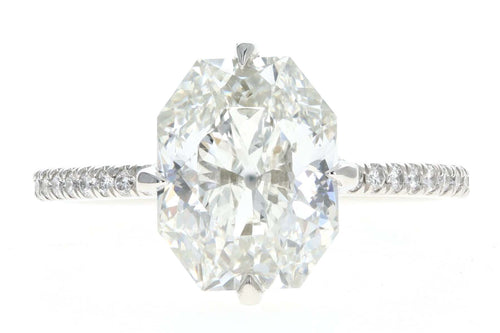 New Platinum 3.30 Carat Antique Radiant Cut Diamond Engagement Ring GIA Certified - Queen May