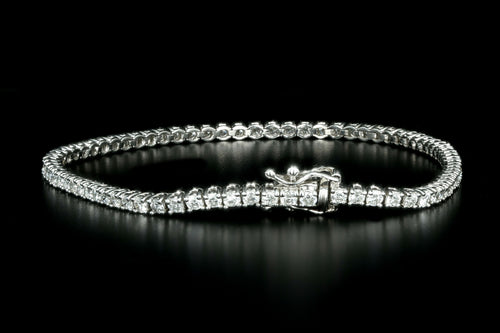 New 14K White Gold 2.63 Carat Round Brilliant Diamond Tennis Bracelet - Queen May
