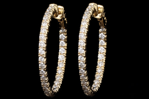 New 14K Gold 1.3 Carat Total Weight Round Brilliant Diamond Inside-Out Hoop Earrings - Queen May