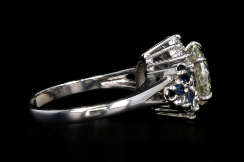 Modern 14K White Gold 2.01 Carat Round Brilliant Diamond & Sapphire Engagement Ring - Queen May