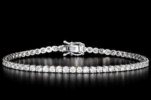 14K White Gold 4.50 Carat Total Weight Round Brilliant Diamond Tennis Bracelet - Queen May