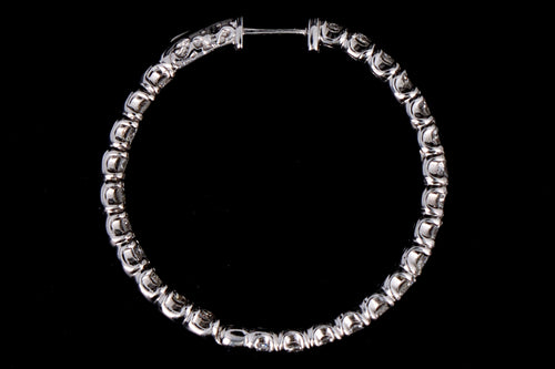 New 14K White Gold 5 Carat Total Weight Diamond Inside-Out Hoop Earrings - Queen May