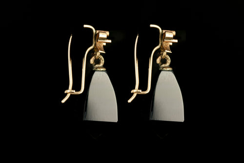 Victorian 10K Yellow Gold Onyx Drop Earrings - Queen May