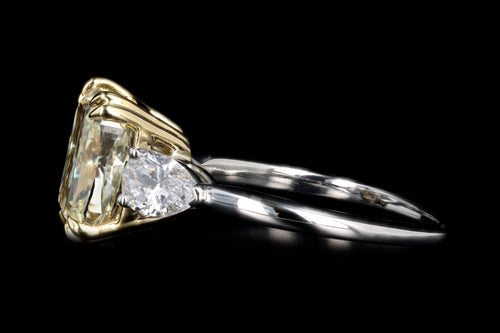 New Platinum & 18K Yellow Gold 4.10 Carat Cushion Cut Yellow Diamond Engagement Ring - Queen May