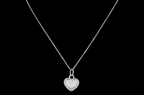 18K White Gold .25 Carat Total Weight Diamond Heart Pendant Necklace - Queen May