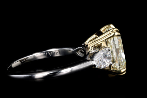 New Platinum & 18K Yellow Gold 4.10 Carat Cushion Cut Yellow Diamond Engagement Ring - Queen May