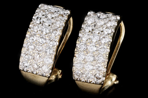 Modern 14K Yellow Gold 1 Carat Total Weight Round Brilliant Diamond Pave Huggie Earrings - Queen May