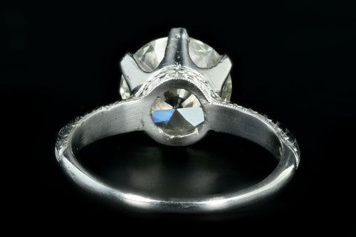 Art Deco Platinum 2.86 Carat Old European Cut Diamond Engagement Ring GIA Certified - Queen May