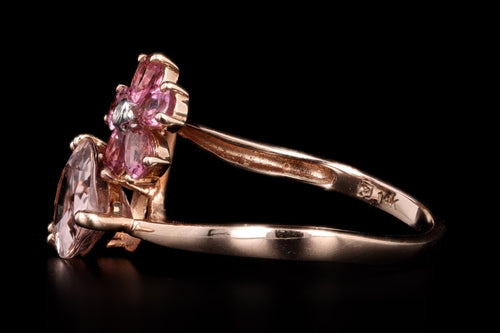Modern 14K Rose Gold 2.35 Carat Morganite Flower Ring - Queen May