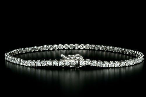 New 14K White Gold 3.25 Carat Round Brilliant Diamond Tennis Bracelet - Queen May