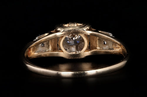 Art Deco 14K Gold .17 Carat Old European Cut Diamond Engagement Ring - Queen May