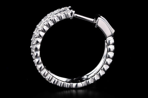 14K White Gold 1.67 Carat Total Weight Diamond Baguette Hoop Earrings - Queen May