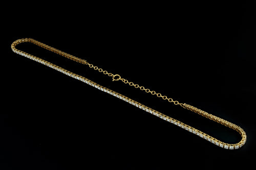 New 14K Yellow Gold 6.78 Carat Round Brilliant Diamond Tennis Choker Necklace - Queen May
