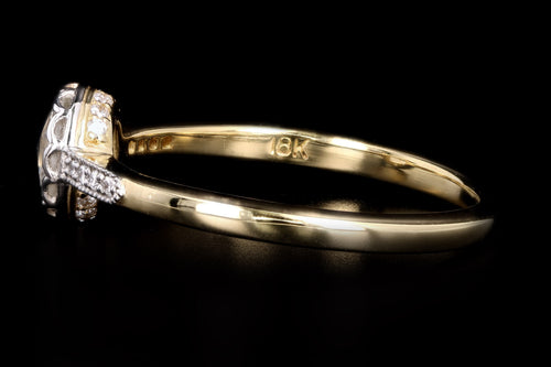 New Vintage Inspired 18K Yellow Gold & Platinum .45 Carat Rose Cut Diamond Engagement Ring - Queen May